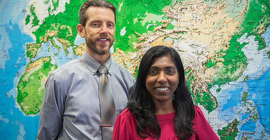 Craig Harmelin and Suki Spencer are among the first staff members on campus to receive Fulbright awards