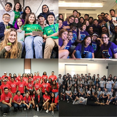 Students from each of the School of Natural Sciences LLC houses - Carson (top left), Vaughan (top right), Aristotle (bottom left) and Beyond the M.D. (bottom right).