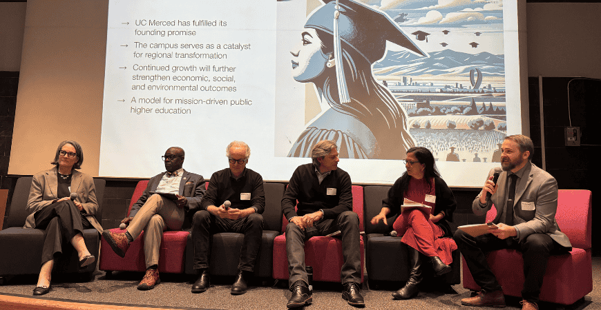 Panel of UC Merced's original architects and planners alongside academic leaders